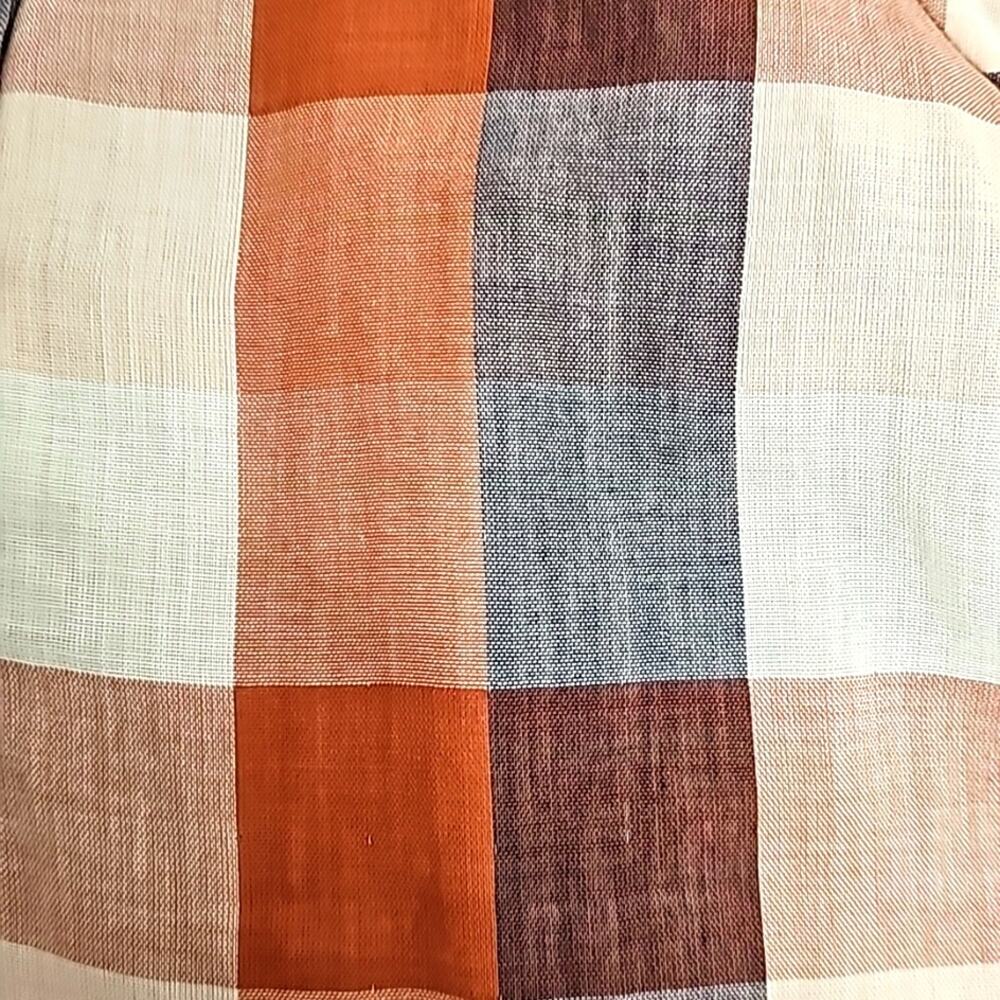 Joie Top Cider Orange Dia Plaid Button Front Long Puffy Sleeve Woman Size M - Picture 10 of 12